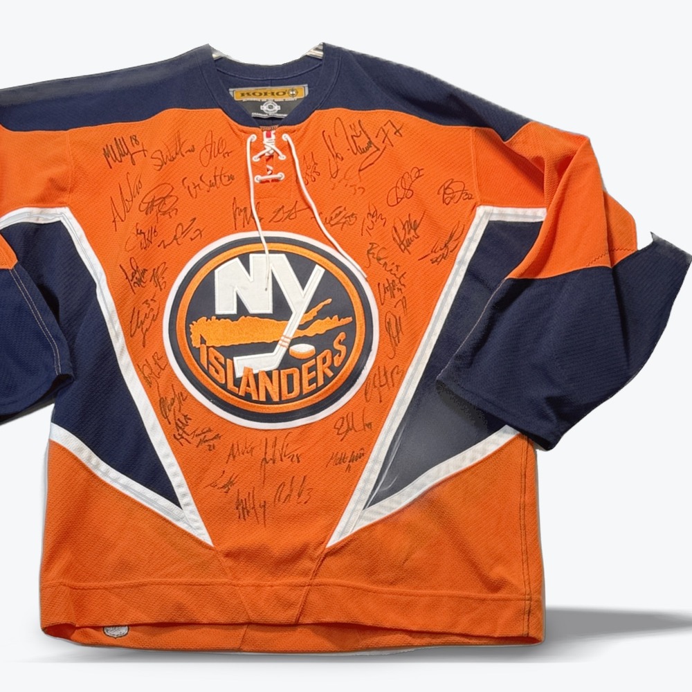 Vtg Koho Authentic New York Islanders Team Signed Orange Jersey 48 Made Canada
